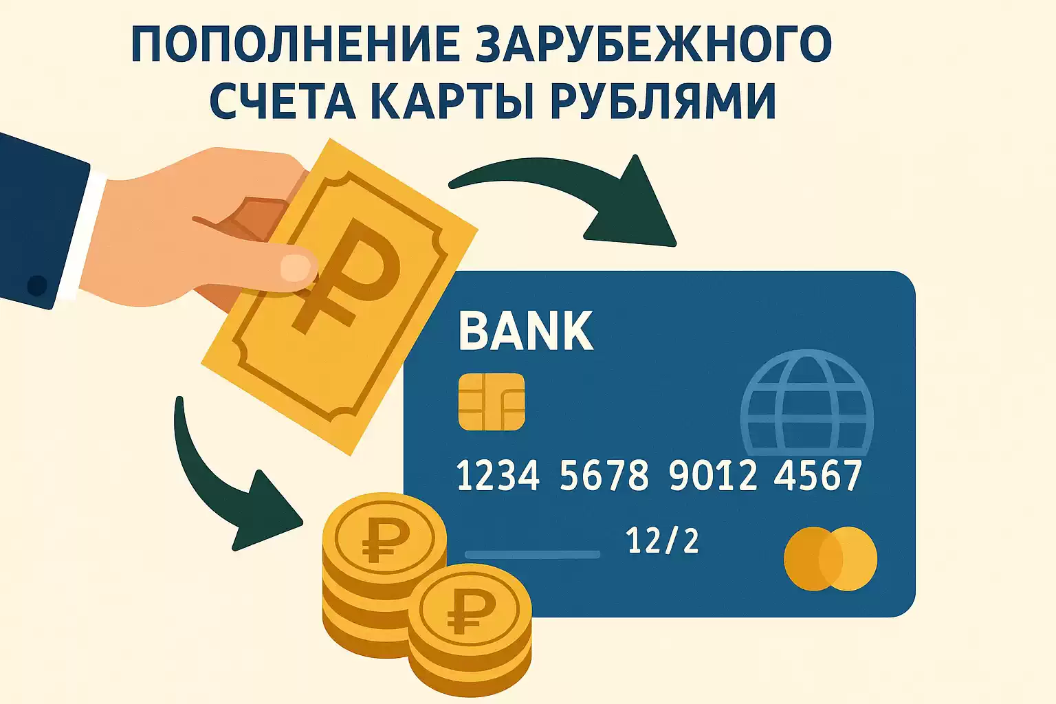 Как пополнить зарубежный счет карты рублями?